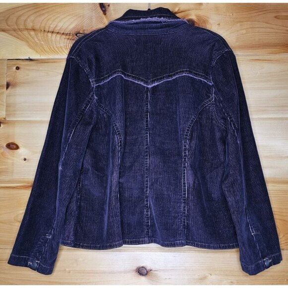 BANDOLINO BLU Plum WOMENS SIZE 0X CORDUROY FRINGE EDGE JACKET Light Button Coat - Picture 10 of 14